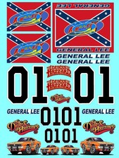 White Vinyl Sticker Sheet Dukes Of Hazzard-rc Model Die-cut-decals 116-110th