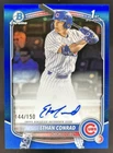 2025 Bowman Draft Ethan Conrad Chrome Auto Blue Refractor 1st #/150 Cubs