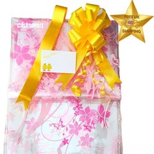 4M Easter Flowers & Butterflies Pink Cellophane Hamper Gift Wrap Card Yellow Bow