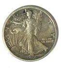 1916 D 50c Walking Liberty Silver Half Dollar Fifty Cents Denver AU