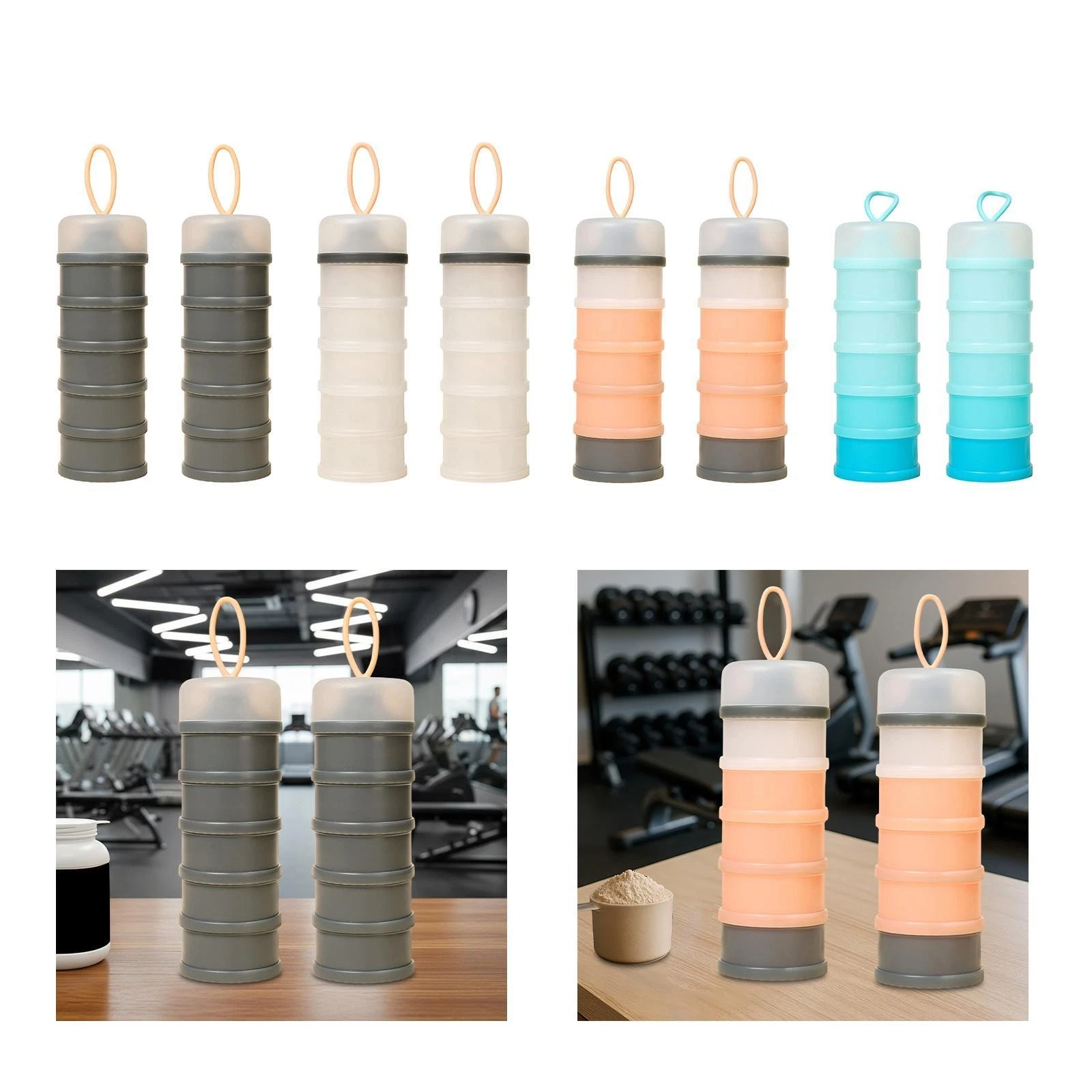 2 Pieces Protein Containers Protein Dispensers Multipurpose Portable 5 Stackable