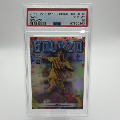 2021-22 Topps Chrome UCL Golazo Gavi RC FC Barcelona PSA 10