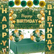 Green and Gold Birthday Decorations - Emerald Green and Gold Party Decor Include