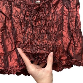 Vtg Y2K Anne Giorgio Lace up Corset Style Crinkle Tank Top L Whimsigoth Fairy