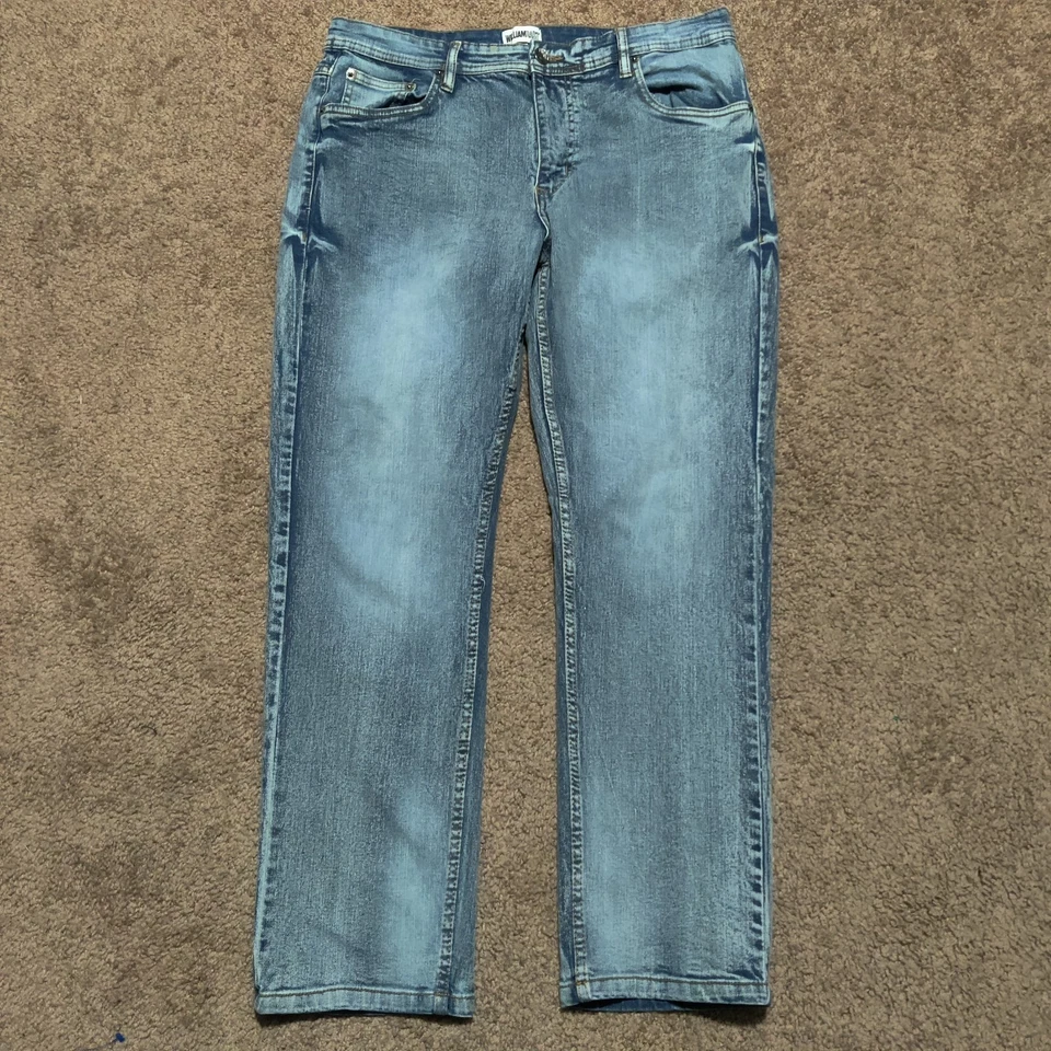 William Rast Jeans Mens 34 x 30 Blue Dean Slim Fit Stretch Denim Distressed - Image 2 of 4