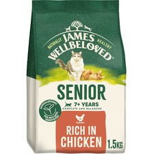 1.5kg James Wellbeloved Natural Senior Complete Dry Cat Food Rich in Chicken 11.97 per kilo