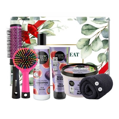 Volumising Haarpflege Geschenkset - Shampoo, Kopfhautpeeling, Maske, Bürste & Handtuch