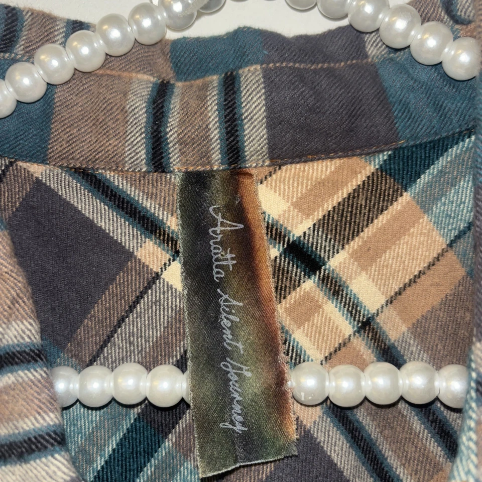 Aratta Silent Journey Womens Sz L Top Boho Flannel Dress Tunic Shirt Floral Frin - Image 3 of 4