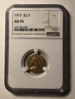 1915 $2.50 Indian Head Gold Quarter Eagle NGC * AU 55 $2.5