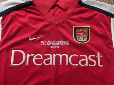 Genuine M Embroidered DOUBLE WINNERS 01/02 Arsenal 2001 Home