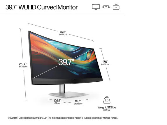 HP Series 7 Pro 39.7 inch 5K2K Conferencing Monitor-740pm 39.7