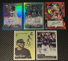 5 Card Rookie Auto Lot NFL & MLB Autos T.J. Tampa Ainias Smith Norby Beck RC
