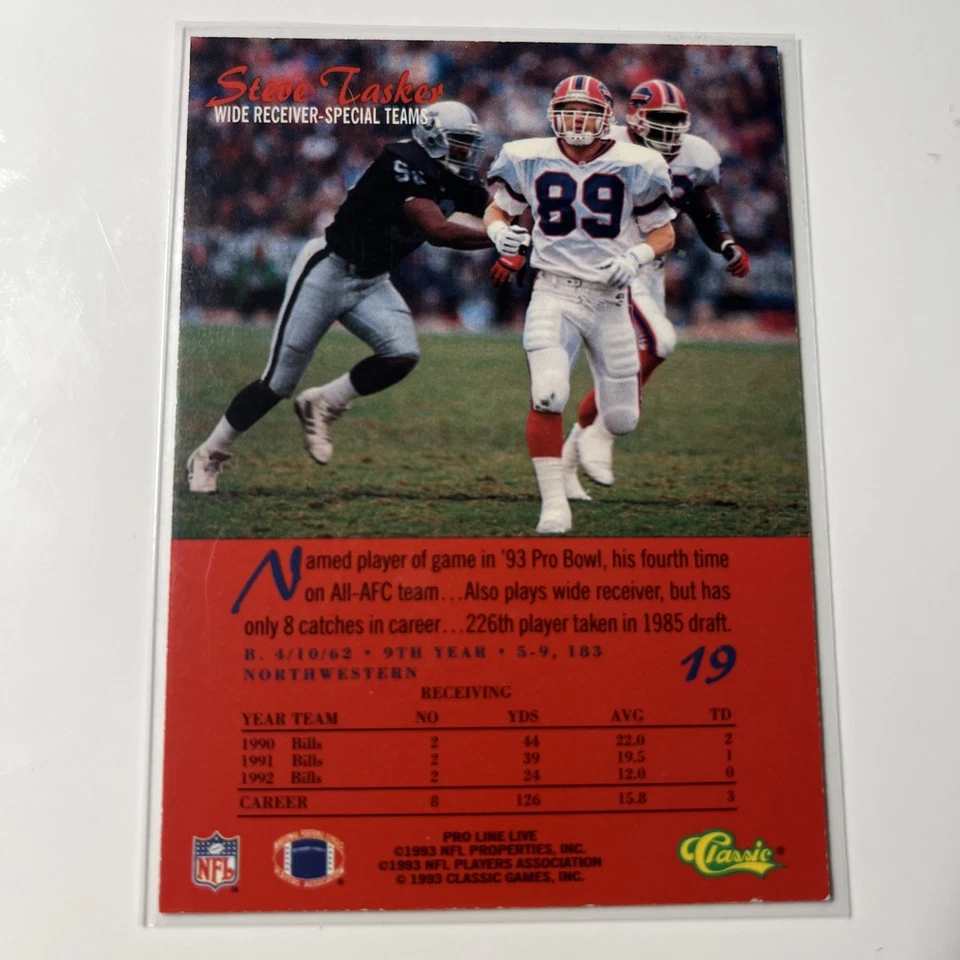 Steve Tasker # 19 Autographed Classic Pro Line Live - Image 2 of 2