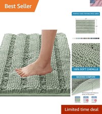 20" x 32" Sage Chenille Bath Rug - Ultra Soft Non-Slip Shaggy Style for Serenity