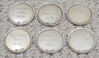 Elstree School Vintage 1935/36 Set of 6 Hallmarked Sterling Silver Medals