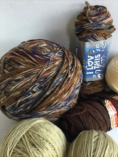 Huge Lot of Yarn - Estate Find  Various Materials Shades of Browns / tan NICE image 2