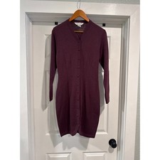 Express Tricot Maroon 50/50 Wool/Acrylic Made in Italy Sweater Dress Size S