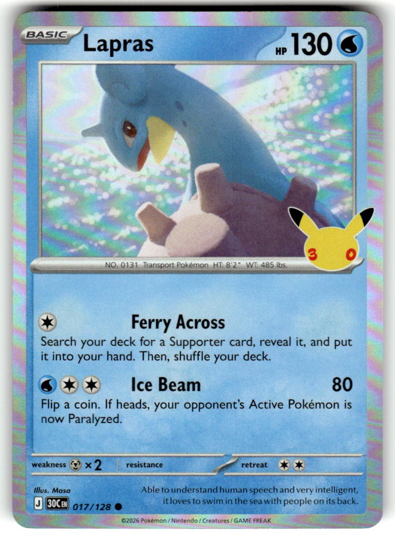 2026 Pokemon 30C Lapras Holo 017/128
