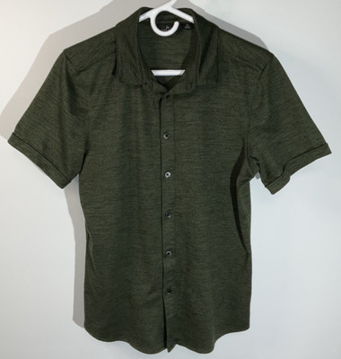 Marc Anthony Short Sleeve Button Up Shirt Men's Slim Fit Small Green
