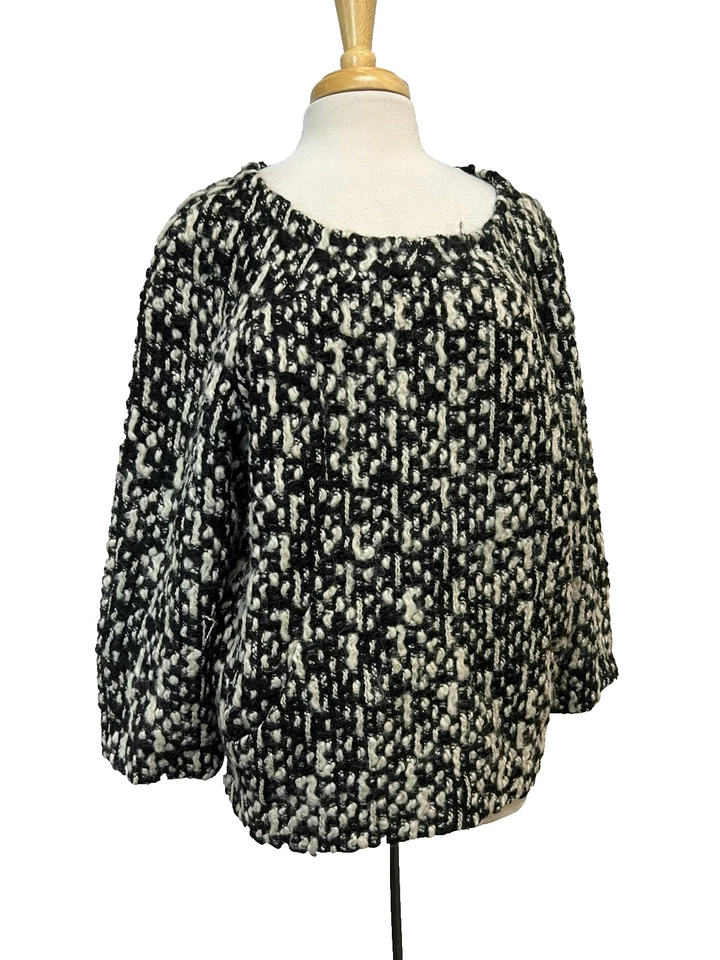 Suéter Yves Saint Laurent Negro Blanco Tweedy Lana Pasarela Otoño/Invierno 2011 Talla S Foto 4 de 4