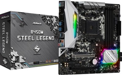 ASRock B450M Steel Legend Mainboard AMD Ryzen B450 Sockel AM4 Micro µATX 4x DDR4