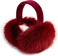Winter Women Earmuffs Furry Faux Fur Ear Muffs Fluffy Comfy Ear A-wine Red