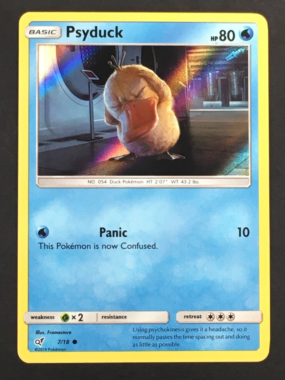 Pokemon TCG Psyduck 7/18 Holo Common Detective Pikachu HP