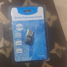 AC600 Dual-Band USB 2.0 Wireless Wi-Fi Adapter Dongle, 600 Mbps, Black