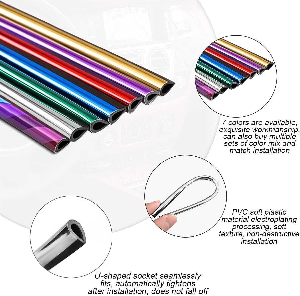 20 Pieces Car Air Conditioner Decoration Strip for Vent Outlet, Universal Red