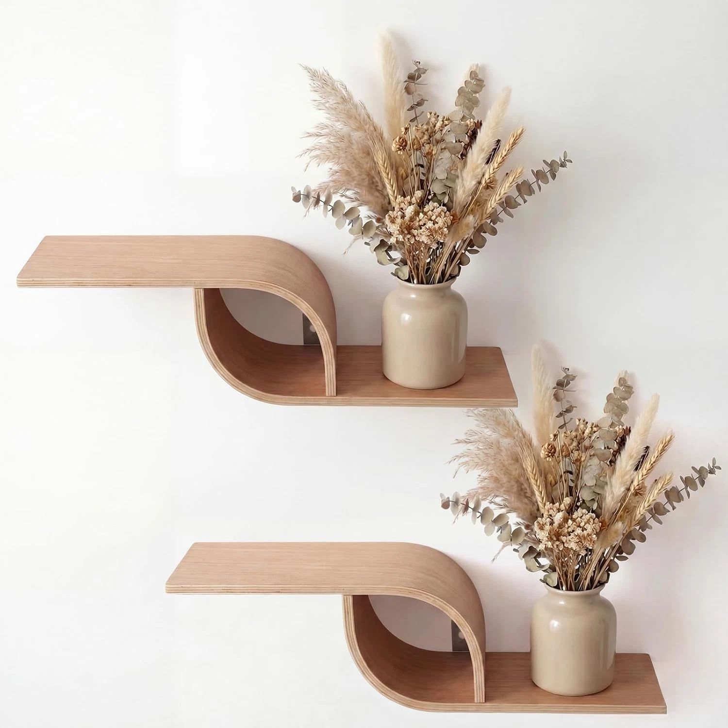 2 Pack Rustic Wooden Floating Shelves for Home Decor and Storage