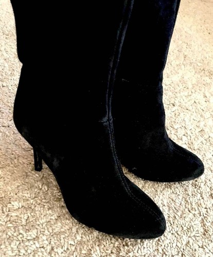 ZARA BLACK OVER THE KNEE BOOTS SUEDE LEATHER SHOES HIGH HEELS UK 4 EUR 37 NEW - Picture 9 of 12