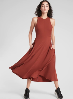 ATHLETA XXS Winona Midi Support Dress XXS Russet Brown Lightweight Stretch  NWT | eBay