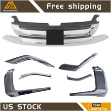 Front Bumper Molding Trim L+R & Upper Grille For 2016-2018 Mitsubishi Outlander