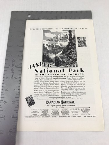 Canadian National Railway Jasper National Park Vtg 1929 Print Ad - Picture 3 of 3