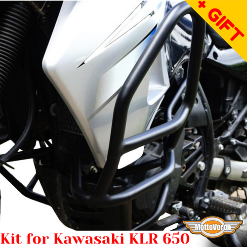 For Kawasaki KLR650 Crash bars Side carriers KLR 650 Pannier rack Engine Guard - Imagen 11 de 12