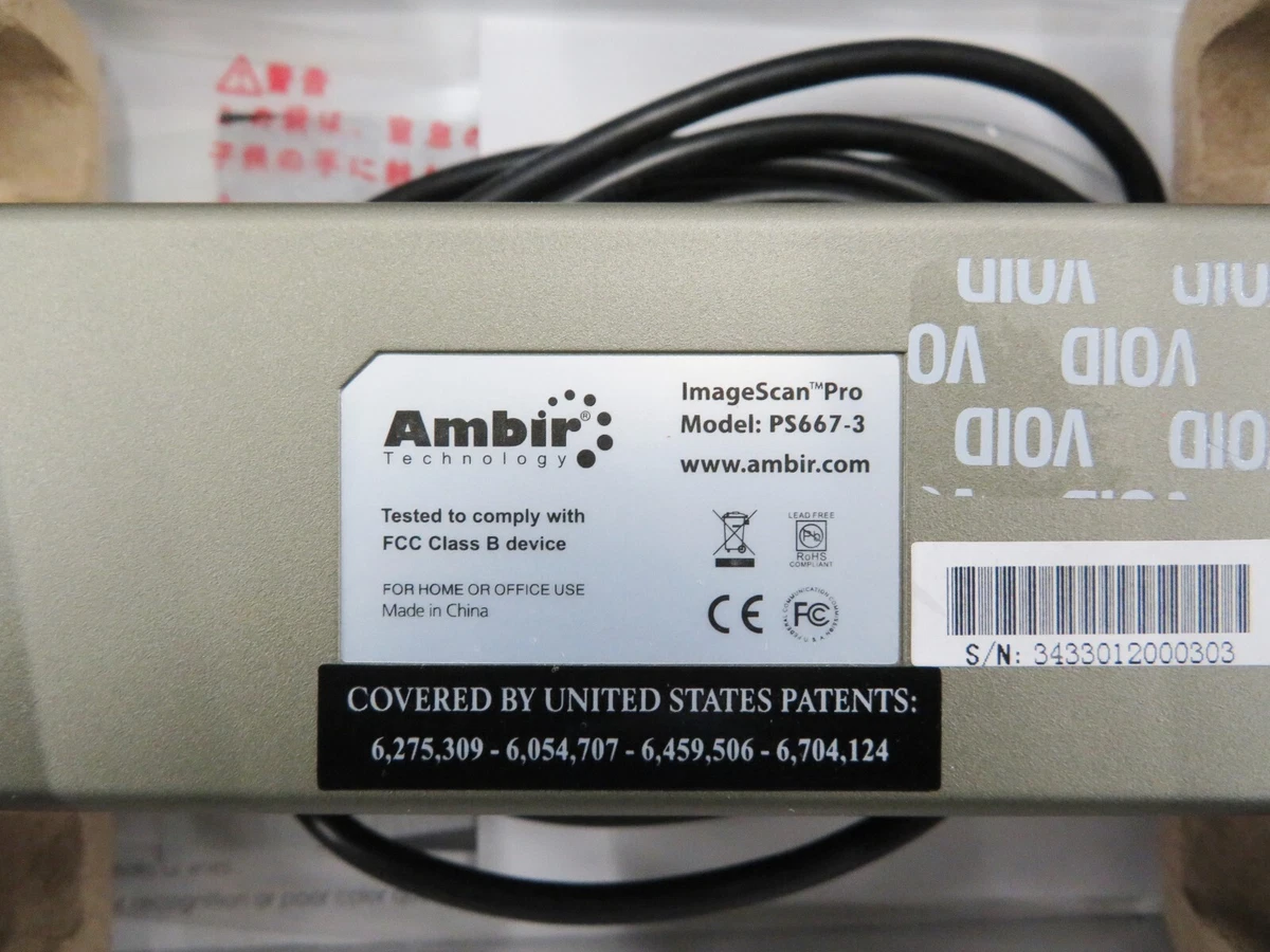 Ambir ImageScan Pro PS667-3 Simplex A6 ID Scanner USB Mobile w/ USB Cable