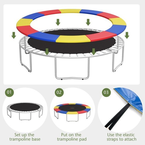 12' Foldable Lightweight Round Trampoline Safety Pad Waterproof w/Elastic Straps - Picture 6 of 10