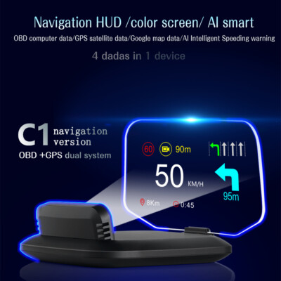 Car OBD2 Head Up Display Navigation HUD Mirror GPS HUD Projection Speedometer C1