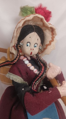 Vintage Nistis Puppe Wollkleid, Haltekorb 10" Made in Spain - Bild 2 von 13