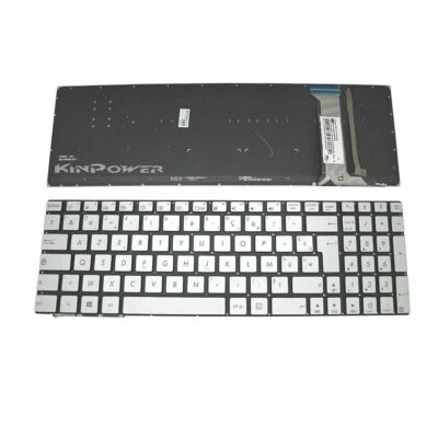 KINPOWER Clavier AZERTY Français Pour Asus N752VX silver
