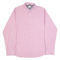 Vintage TOMMY HILFIGER DENIM Slim Fit Mens Shirt Red 90s Striped Long Sleeve 2XL