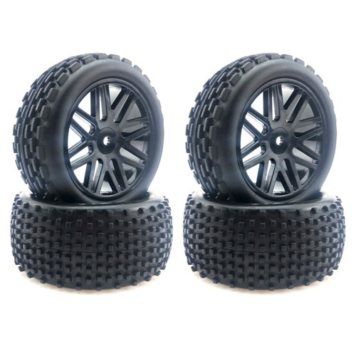 4x RC Tires Wheels 12mm Hex Tyre For Wltoy 144001 124019 Traxxas 1/10 Buggy Car - Picture 3 of 8