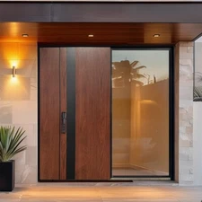 Entrance Safety 3mm Aluminum Front Exterior Entry Casement Door With Smart Lock