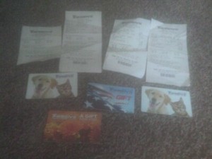 theisen's gift cards ($80.22 total).