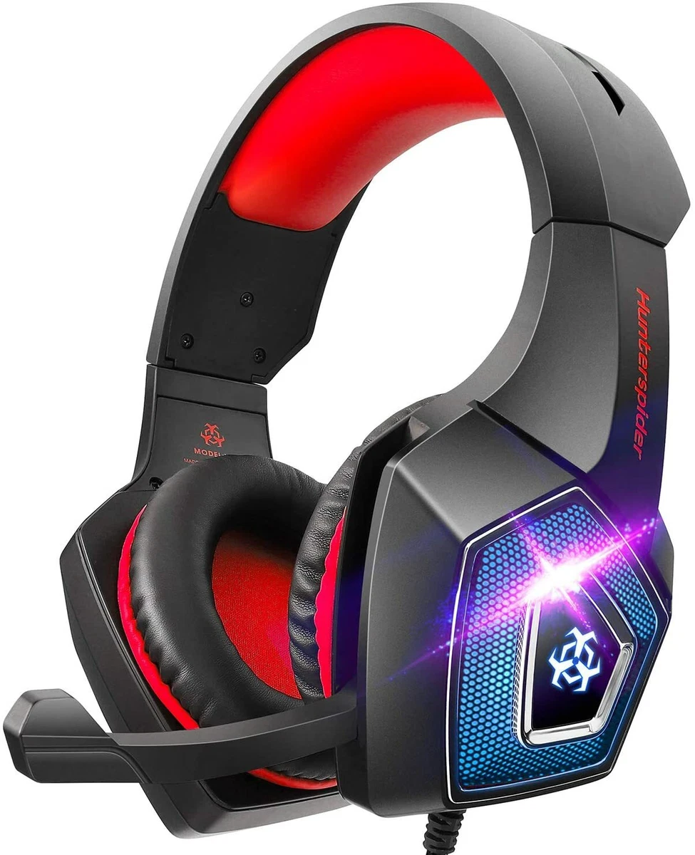 wired color-change LED gaming headset with boom mic