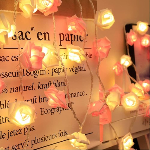 20LED Rose Flower String Lights Battery Indoor Fairy Light Wedding Party Decor - Picture 20 of 24