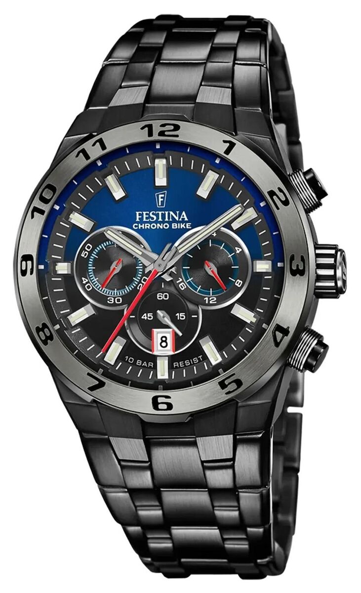 Festina Chrono Bike 2024 Special Edition 44.5mm Blue Dial Black PVD eBay