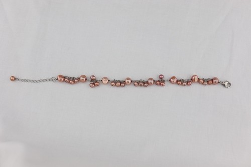 HONORA Sterling Silver PINK Pearl BRACELET Cluster Dangle 7.5" - 9" Long - Picture 3 of 10