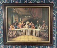 LOOK! Vintage “The Last Supper” LITHOGRAPHY on Canvas - SIGNED - Nice! READ!!
