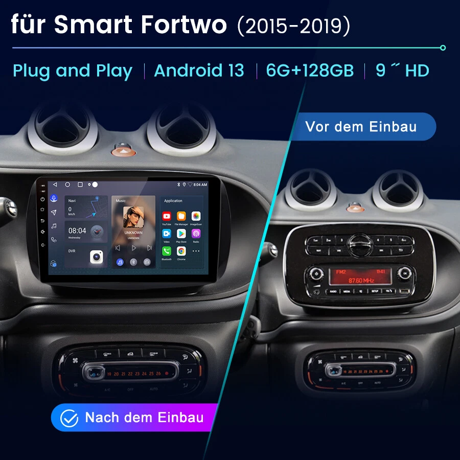 Für Mercedes Benz Smart Forfour Fortwo 453 Android14 Apple Carplay Autoradio GPS - Bild 2 von 4